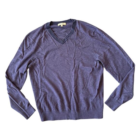 Neiman Marcus Superfine Cashmere Purple V-Neck Men's Sweater Size Large - Picture 1 of 5